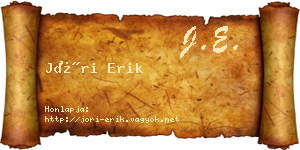 Jóri Erik névjegykártya